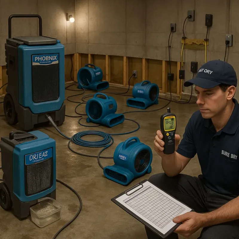 Structural Drying and Dehumidification process in Portland, MI